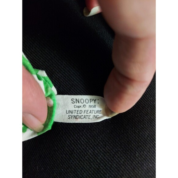 Snoopy Baseball Green White Twin Fitted Flat Pillow Sheet Set Vintage c. 1958 - Picture 6 of 14